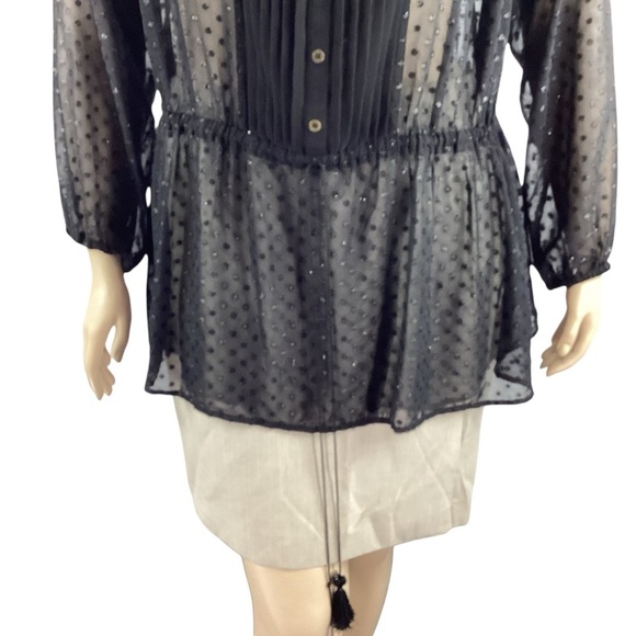 ModCloth Sheer Swiss Dot Button Front Blouse Black 2X - Picture 3 of 7